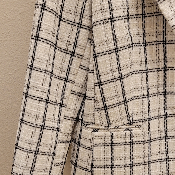 NWT Annie klein suit jacket white & black plaid w/silver sparkles size XL - Picture 5 of 9